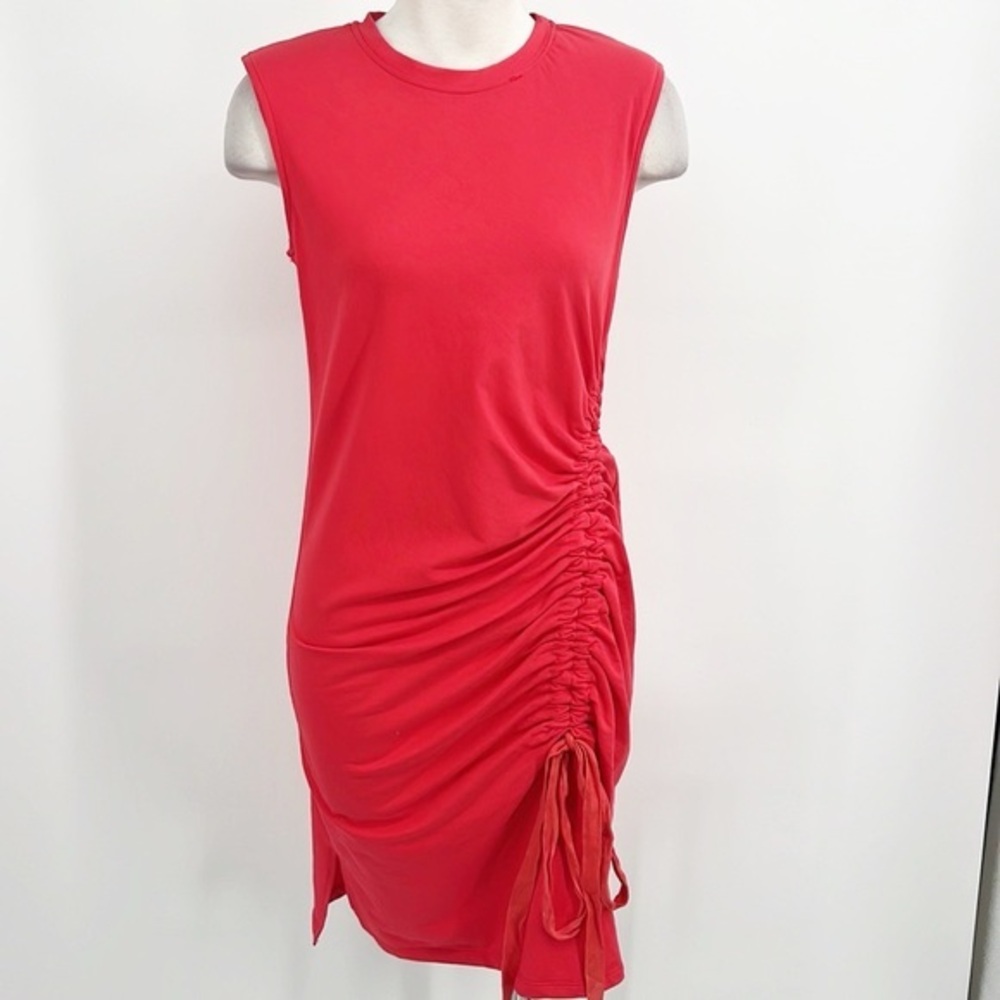 Grey Lab Los Angeles Dress Ruched Tie Stretch Coral Red Size XS NWT